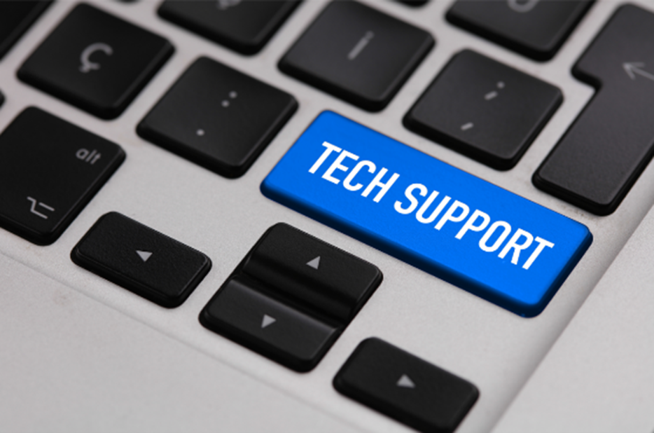 Image of a computer keyboard with the words tech support